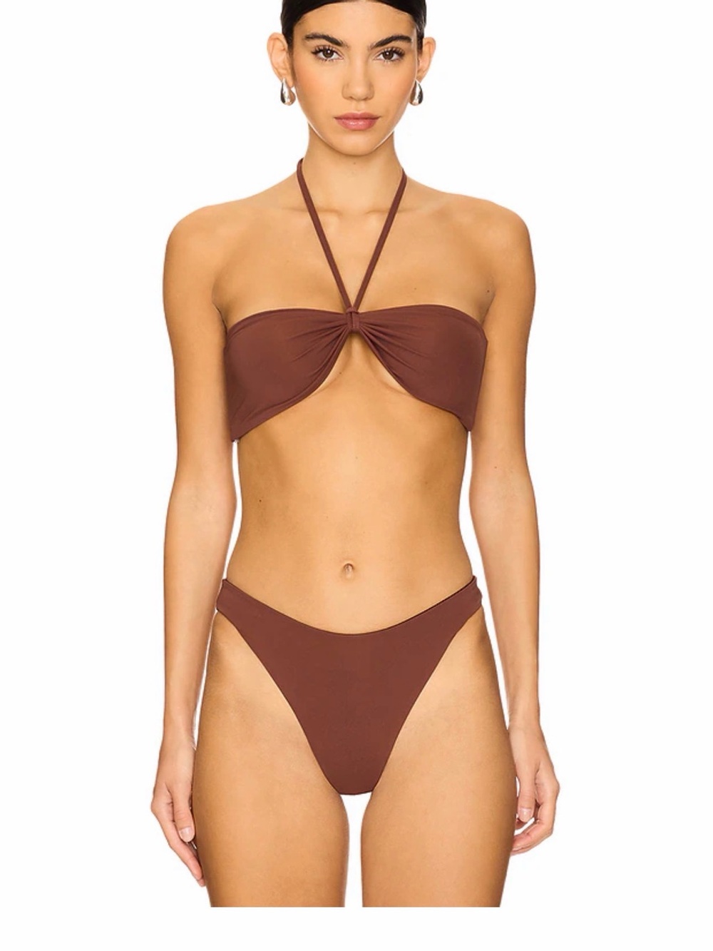 bond-eye Chocolate Brown Twist Halter Bikini
